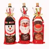 Home Table Wine Bottle Cover Christmas Decorations Printed Cartoon Snowman Santa Reindeer Bag Christmas Ornaments Xmas Gifts New Year