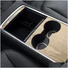 Other Interior Accessories New Car Central Control Panel Sticker Trim For Tesla Model 3 Y 2021 2022 Wood Grain Center Console Film Car Dhjmu