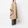 Kvinnors dike rockar Beige överdimensionerade lösa silhuett Bat Coat 2023 Fall Simple Design Cape Wind Single-Breasted Long