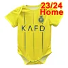 Espnsport 2023 24 Al Nassr FC Roupas de bebê Camisas de futebol RONALDO Home Versão amarela Camisa de futebol Mangas curtas Uniformes