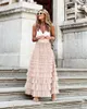 Skirts 2023 Summer Cake Women Elegant Cascading Ruffles A Line Long Female Casual Elastic Waist Mesh Lace Skirt Faldas