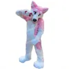 Halloween roze vacht Husky Fox mascotte kostuum carnaval unisex volwassenen outfit volwassenen grootte Kerstmis verjaardagsfeestje buiten aankleden kostuum rekwisieten