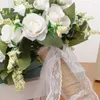 Fiori decorativi Bouquet da sposa Simulazione di matrimonio a mano Fiore Rosa Materiale artificiale in pe Puntelli