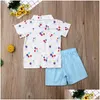 Zestawy odzieży Baby Summer Toddler Boy Formal Suit Sukienka Floweraddshorts Bot Stroje Kulki Drukuj ubrania 2pcs 1-6Y1 Drop dostawa dhe7p