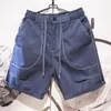 Mäns shorts sommar elastiska midja overaller enkla solid casual lös high street fempunkt byxor män denim manliga kläder