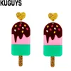 Boucles d'oreilles pendantes en forme de bâton de crème glacée pour femmes, jolies boucles d'oreilles longues en acrylique à paillettes, bijoux à la mode, accessoires tendance 288I
