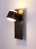 Vägglampor modern sängläsning LED -lampa roterbara sconces med switch el vardagsrum sovrummet bakgrundsbelyst omgivande ljus USB -laddning