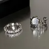 Solitaire Ring Hart Open Ringen voor Vrouwen Korea Geometrisch Kristal Maansteen Gotisch Vinger Y2K Accessoires Trendy Esthetische Sieraden Cadeau 230918
