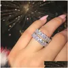 Rings Vecalon Classic 925 Sterling Sier Ring Set Oval Cut 3CT Diamond CZ Engagement Band för Women Bridal Bijoux Drop Delivery Jewelr Dhjwc