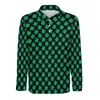 Men's Polos Green Shamrock Casual T-Shirts St Patrick's Day Polo Shirt Male Retro Autumn Long Sleeve Graphic Clothing Big Size