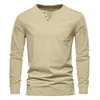 T-shirt da uomo 2023 Camicia a maniche lunghe Hippie Casual Solid Moda Vintage scollo a V Slim Sport Tops Mens Tees Streetwear