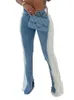 Jeans da donna Szkzk Pantaloni svasati a vita alta con blocco colore sfumato casual Denim elasticizzato Pantaloni lunghi skinny da festa