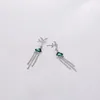 Dangle Earrings Elegant Women Drop 925 Sterling Silver Crystals Tassel CZ Zircons Swallow Studded Lady