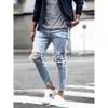 Herrbyxor nya mode män jeans stretch smala byxor rippade jeans frayed byxor mager jeans långa byxor j230918