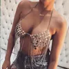 Kvinnors tankar Guldtoppar Body Chain Jewelry For Women-Beach kostym Bling Sexig Camisole Rhinestone Crop Top Bra Tassels Party Festivals