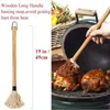 Tools 2er-Pack Barbecue BBQ Pinsel Basting Mop 19 Zoll langer Griff Holzgrill mit Baumwollkopf Einfaches Auftragen von Saucen Marinade O