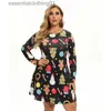 Basic Casual Jurken 5XL Plus Size Herfst Winter Kerst Jurk Nieuwjaar Party Festival Familie Jurk Vrouwen Cartoon Print Lange Mouw Casual vestidos L230918