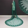 Real Pos 3 Meters One Layer Sequined Lace Edge Green Wedding Veil with Comb Beautiful Bridal Veil NV7100240W