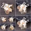 Hair Accessories Clips Barrettes Hand-Combed Golden Leaves Comb Bridal Tiara Insert Jewelry Little Girl Dress Drop Delivery Baby Kids Dh15K