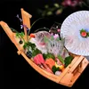 Sushi outils plateau en bois sashimi bateau plateau de glace sèche sushi vaisselle cuisine japonaise en bois bambou outil 230918