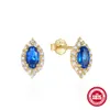 Brincos de prata esterlina 925 com zircônia cúbica banhados a ouro 18K em azul real