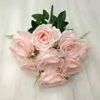 Decorative Flowers Artificial Silk Roses Bouquet Simulation Flower Home Living Room Decoration Fake Pink Champagne Rose Bouquets