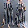 Basic Casual Dresses Summer Large Size Striped Dress Short-sleeved Round Neck Loose Large Swing Dress Summer Clothes For Women Plus Size Women L230918