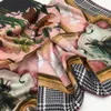 Écharpe carrée pour femmes, design complet, 100% soie sergée, matériau de haute qualité, motif rose imprimé, taille 110cm - 110cm2154