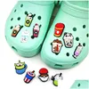 Charms Moq 100Pcs Tea With Milk Coffee Cup Cute Cartoon Pattern Clog 2D Soft Rubber Lovely Shoe Accessories Shoes Buckles Charm Decora Dhjy3