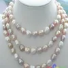 NOUVEAU long 50 8-9mm baroque multicolore collier de perles d'eau douce 314U