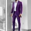 Мужские костюмы Пиджаки 2023 Прибытие Мужчины Жених Свадьба Черный Фиолетовый Пиджак Куртка Брюки 2 шт. Деловой Формальный Классический Костюм 230915