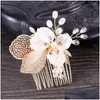 Hair Accessories Clips Barrettes Hand-Combed Golden Leaves Comb Bridal Tiara Insert Jewelry Little Girl Dress Drop Delivery Baby Kids Dh15K