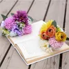 Decorative Flowers 1pcs Pink Silk Rose Hydrangea Artificial Flower Bride's Wedding Handkerchief Bloom Peony Fake White Home D