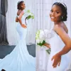 Vestidos de novia de sirena de encaje con cristales aso ebi árabes de talla grande vestidos de novia de un hombro vestidos de novia baratos zj053221z