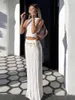 Women's Tanks Streetwear Fashion Slim Fit Hollow Out Knitted Vest Beach Tank Top Covers Summer Long Maxi Skirt Two Piece Set Dress Crop Tops