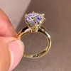 Anello solitario con diamanti da 3 ct Donna Argento 925 Oro giallo Moissanite Fidanzamento Matrimonio Moissanite da 2 ct con certificato 230918