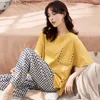 Vêtements de nuit pour femmes M-5XL vêtements de nuit grande taille pyjamas femmes coton à manches courtes pyjamas à carreaux ensemble 2023 vêtements de nuit populaires L230918