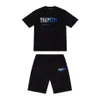 Top Trapstar New Men's T-shirt Kort ärmdräkt Chenille Tracksuit Black Cotton London Streetwears-2XL206B