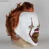 Accessoires de costumes Nouveau LED Horreur Pennywise Joker Masque Effrayant Cosplay Stephen King Chapitre Deux Clown Masques En Latex Casque Halloween Party Props X0803 L230918