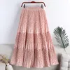 Spódnice eleganckie vintage plisowane kwiatowa spódnica kobiety lato 2024 Słodka potargana linia szyfonowa długa boho kobieta koreańska odzież