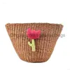 Totes Shoulder Bags Handmade Straw Bag Summer Woven Rattan Vintage Beach Cross Body Female Handbag Flowers15