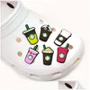 Charms Moq 100Pcs Tea With Milk Coffee Cup Cute Cartoon Pattern Clog 2D Soft Rubber Lovely Shoe Accessories Shoes Buckles Charm Decora Dhjy3