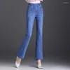 Jeans da donna 2023 pantaloni casual a gamba larga professionali a vita alta con micro svasatura primavera autunno