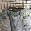 Haute qualité sans fin dommages trou Jean hommes femmes haute qualité bouton en métal fermeture éclair Denim pantalon sans fin lettre impression 3D Jean268I