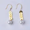 Dangle Earrings LABB Real 18K Gold Natural Freshwater Pearl AU750 Fashion Long Style Wheat Tassels Round Boutique Jewelry Gift E185
