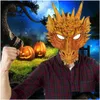 Outros acessórios de motocicleta Novos adereços de Halloween 3D Dragão Máscara Meia Face Máscaras para Crianças Adolescentes Halloweens Costume Party Decorações Ad Dhfec