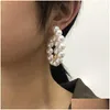 Accessori per capelli Lampadario pendente Diezi Orecchini pendenti con perle coreane vintage Moda Elegante Festa per le donne Donne Signore Ragazze Regalo D Dh65J