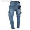 Män jeans män jeans män denim fickbyxor sommar höst tunna smala regelbundet passar rak elasticitet stretchy man l230918