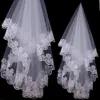1,5 m lang wit ivoor bruiloft accessoires bruidssluiers één laag appliqué kant 01261W