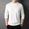 Camisolas masculinas inverno outono camisola carta impressão em torno do pescoço moda solta relaxado manga longa camiseta topo para masculino l008